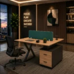 Stylish Amelia Two Persons Workstation designed for collaborative offices with built-in storage.