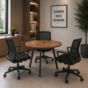 Freedom Round Meeting Table with modern design for collaborative office discussions.