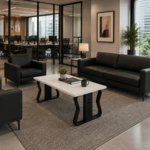 Low profile surface finish highlighted on the Smeda Center Table