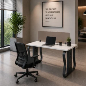 Stylish Smeda Single Person Linear Workstation with a spacious work surface and minimalist design.