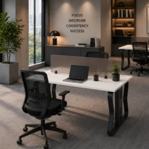 Stylish Smeda Two Person Linear Workstation with spacious desks for productive teamwork.