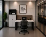 Minimalist workspace layout with Smeda Single Person Linear Workstation without Storage desk