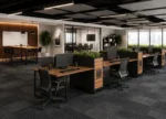 Spacious metal frame legs on X-Box Linear 4 Person Workstation desk