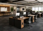 Ergonomic collaborative layout with an X-Box Linear 2 Person Workstation desk