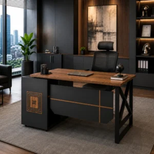 Built-in locking cabinet on the modern X-Box Series Staff Table With Drawer Storage