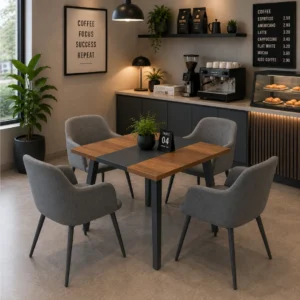 Freedom Series 4 Person Café Table with modern design for collaborative spaces.