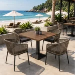 X-Box Series 4 Person Café Table with modern design for collaborative dining spaces.