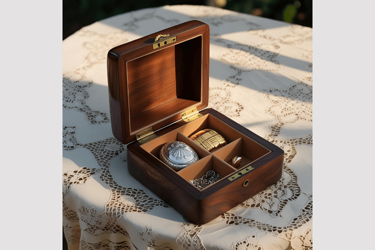 Antique Walnut Jewelry Box