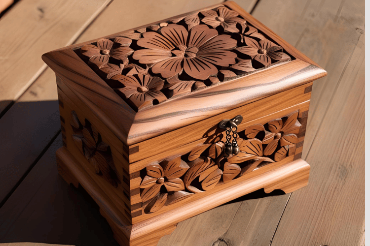 Artisan-Crafted Wooden Jewelry Chest