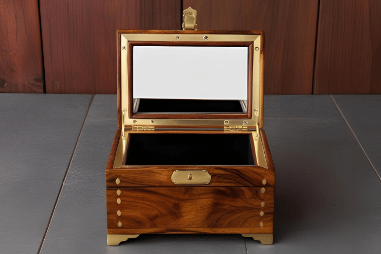 Brass-Hinged Sheesham Jewelry Box