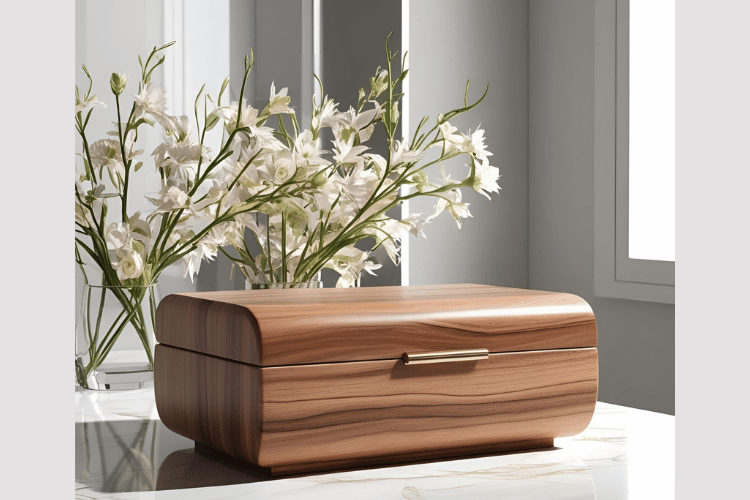 Contemporary Acacia Wood Jewelry Box
