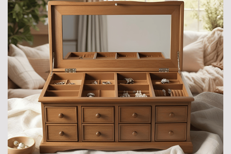 Country-Style Oak Jewelry Organizer