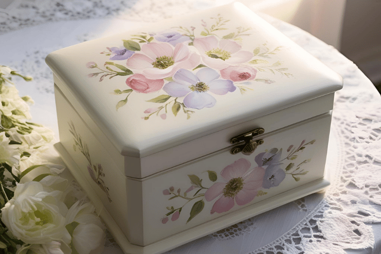 Hand-Painted Floral Jewelry Box