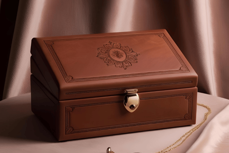 Leather-Bound Walnut Jewelry Case