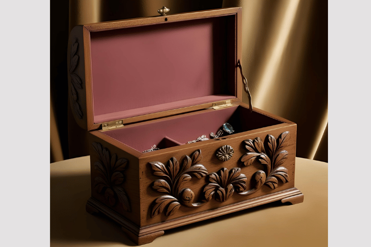 Vintage Oak Jewelry Chest