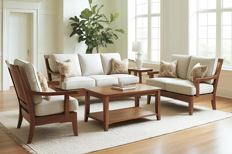 Custom-Sized Wood Sofa Set