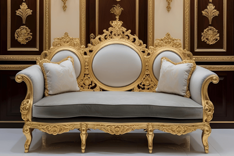 Gold-Trimmed Chinioti Royal Sofa Set