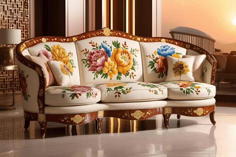 Hand-Painted Floral Chinioti Sofa Set