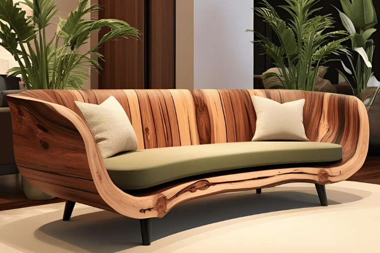 Live-Edge Wood Sofa Design