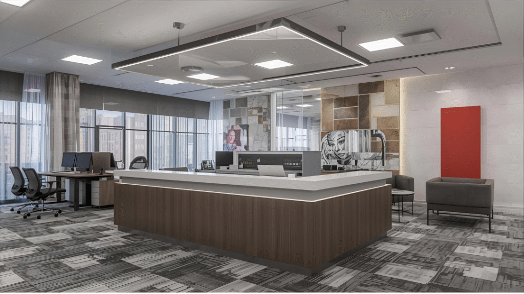 L Shape Reception Table Design for Office