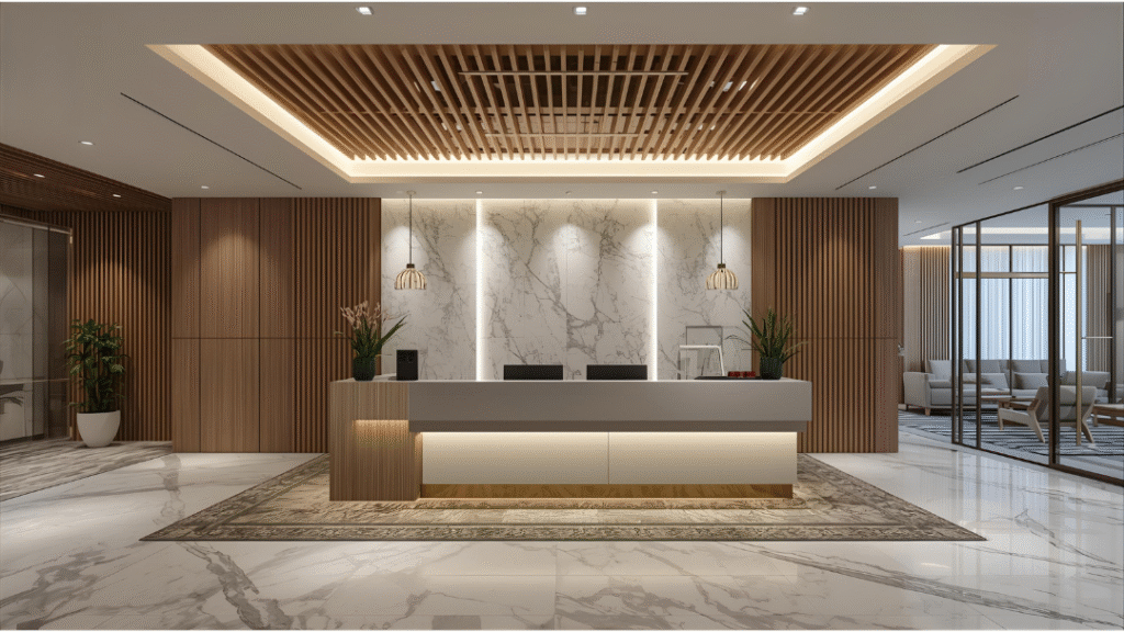 Office Reception with Ceiling Design