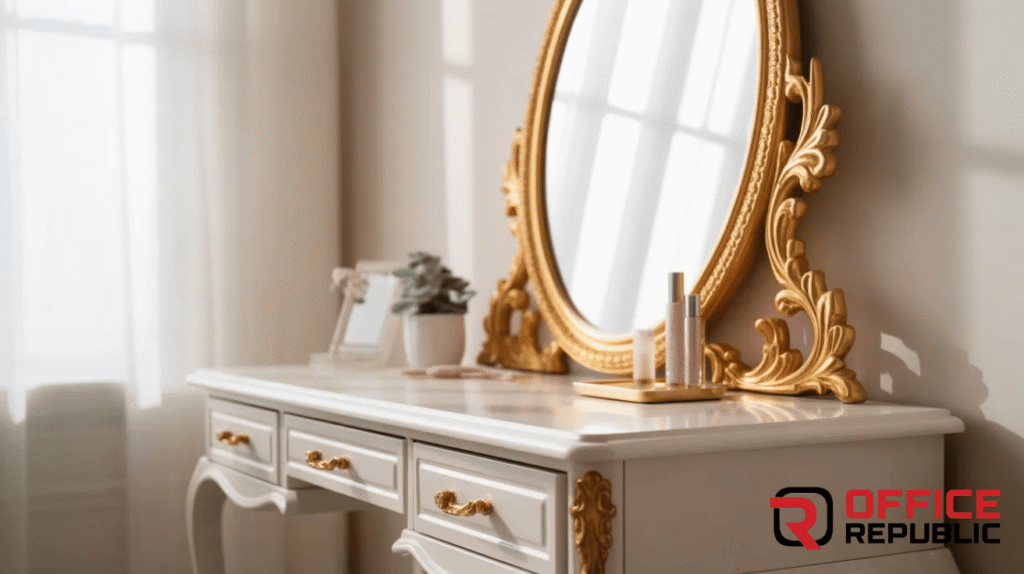 Dressing Table with Gold Accent Frame