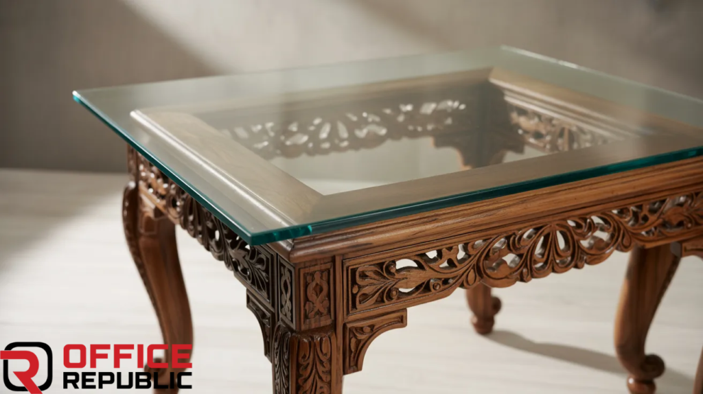Glass-Top Chinioti Wooden Table