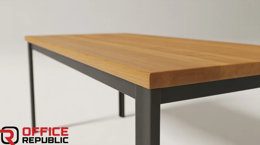 Metal Frame Wooden Top Table