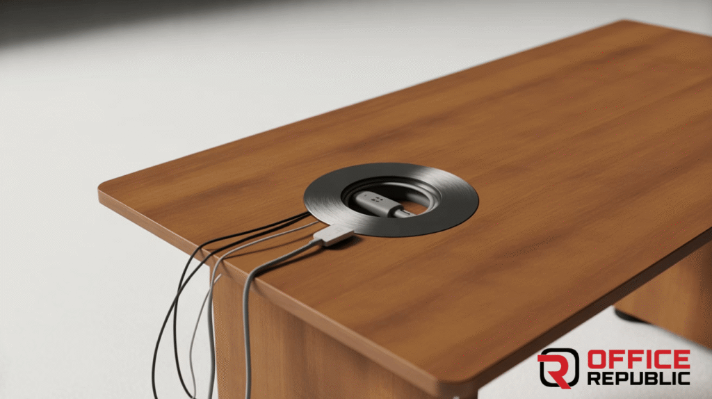 Office Table with Cable Grommet