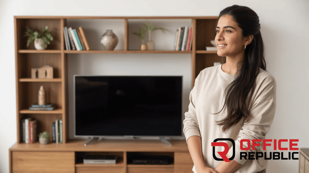TV Console with Book Shelves