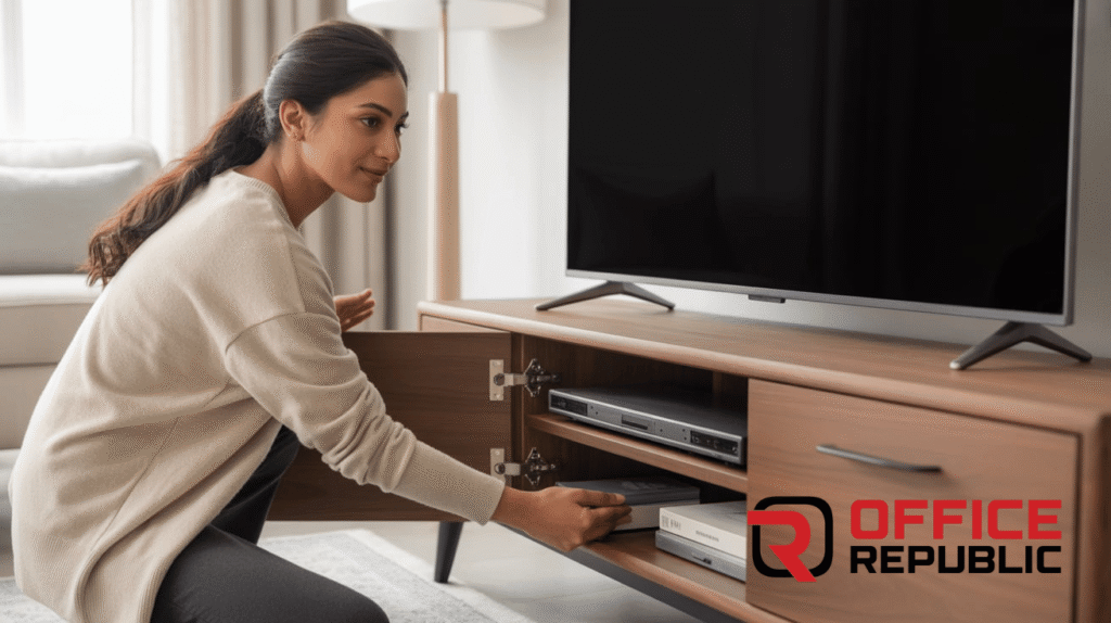 TV Console with Storage Cabinets