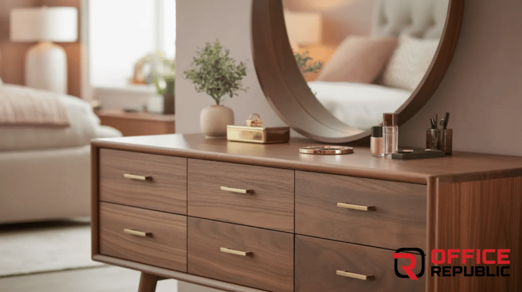 Wooden Dressing Table with Storage Drawers