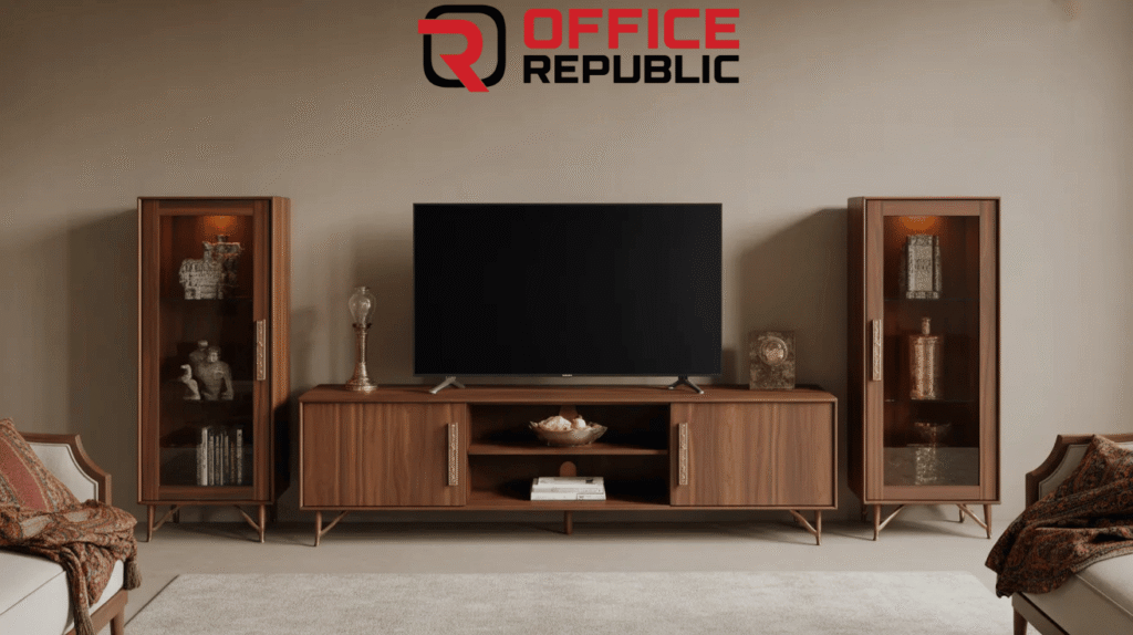 TV Console with Side Cabinets