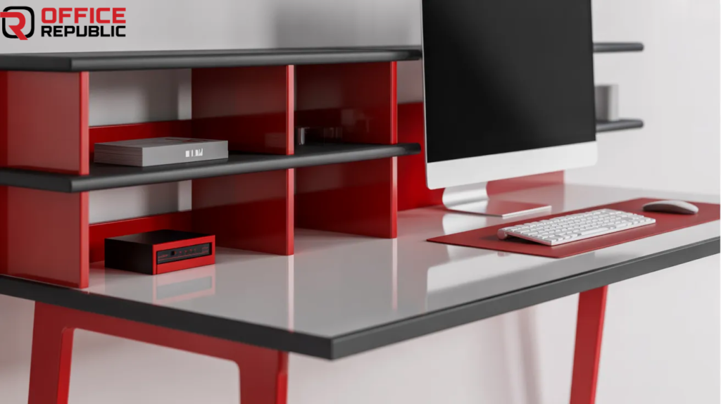 Computer Table with Storage Shelves