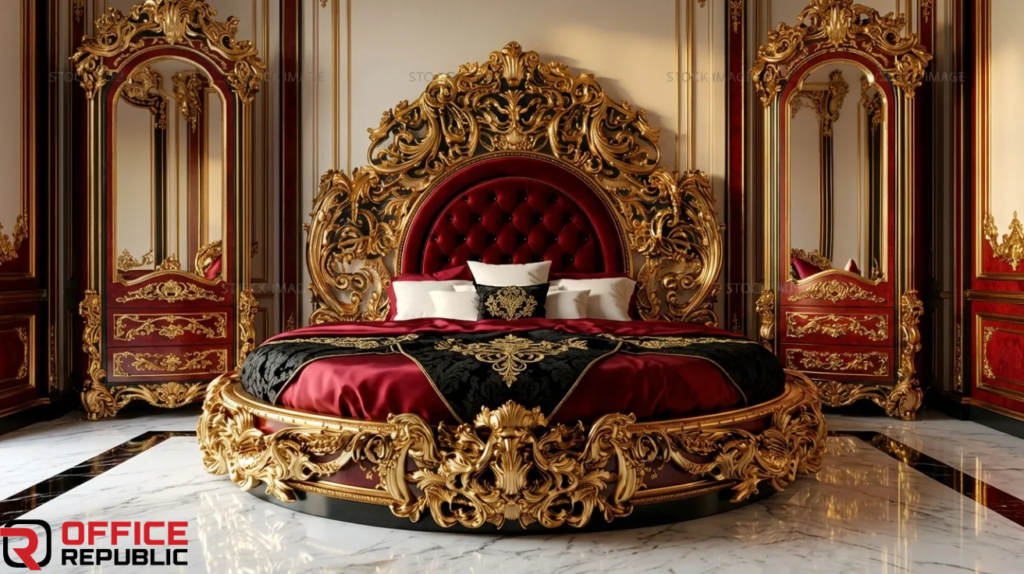 Luxury Golden Polish Chinioti Bed