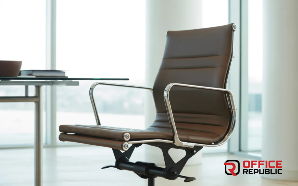 Adjustable Armrest Leather Chair