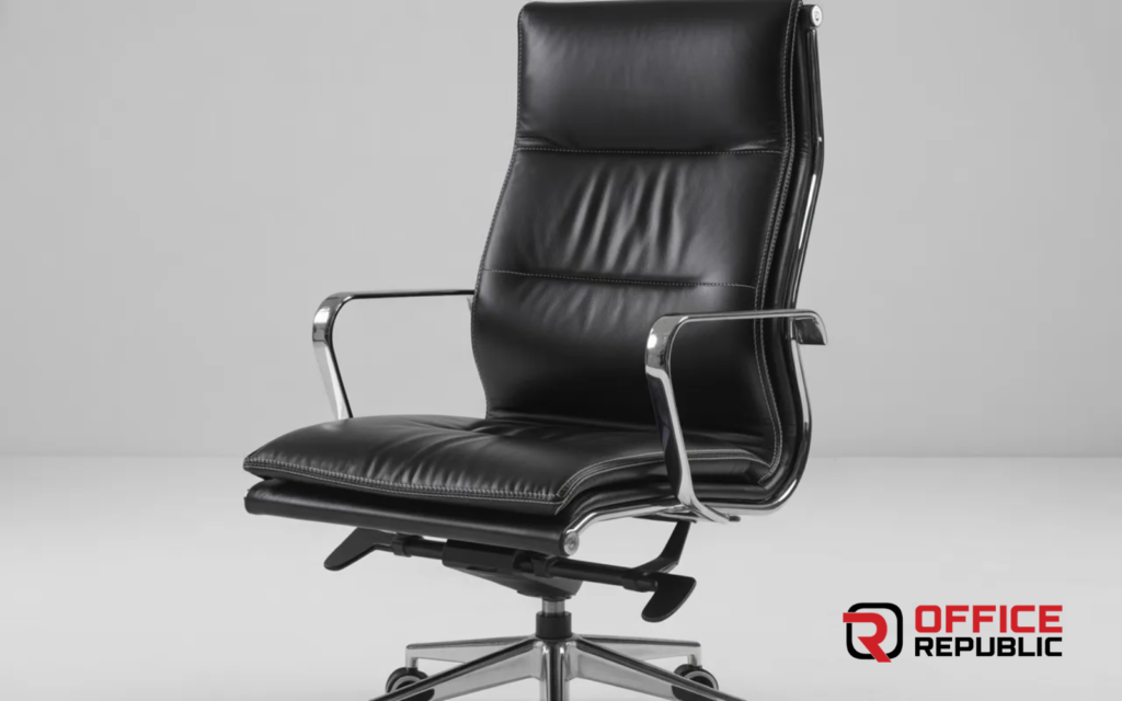 High-Back Leather Chair with Lumbar Support