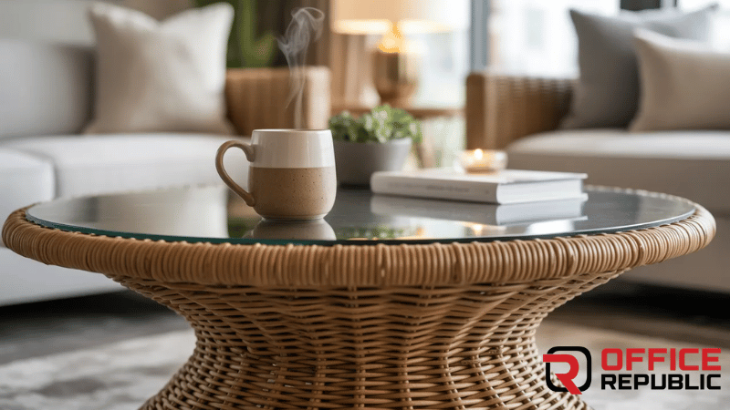 Cane Wrapped Coffee Table Base