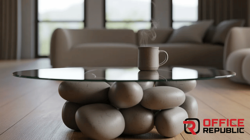 Glass-Top Pebble Base