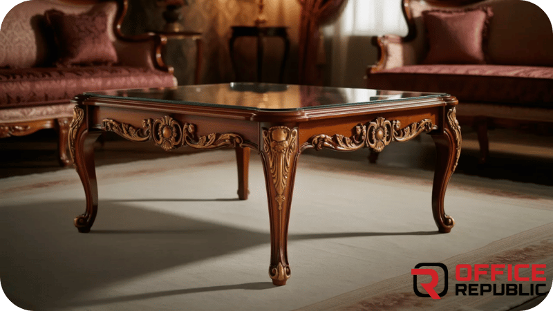 Glass Top Victorian Center Table