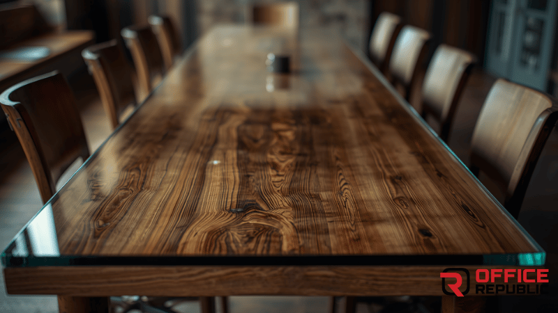 Glass Top Wooden Table
