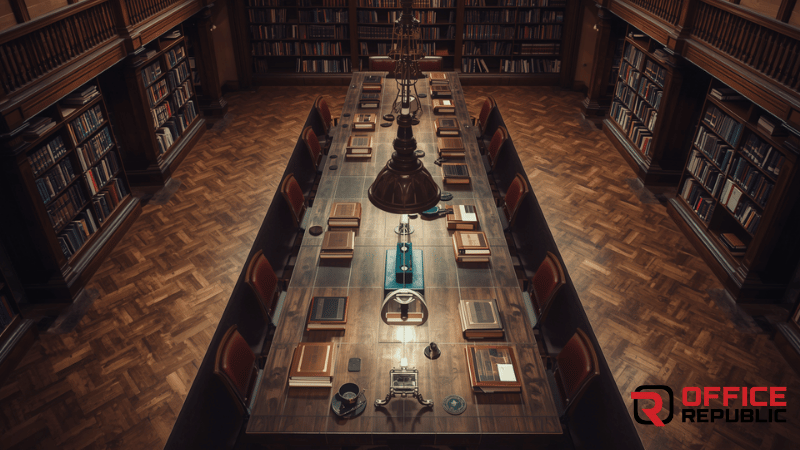Long Study Hall Wooden Table