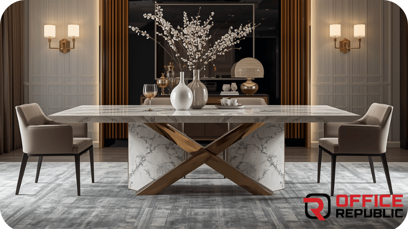 Marble & Steel Dining Base