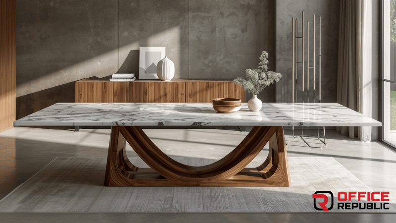 Marble & Wood Combination Table