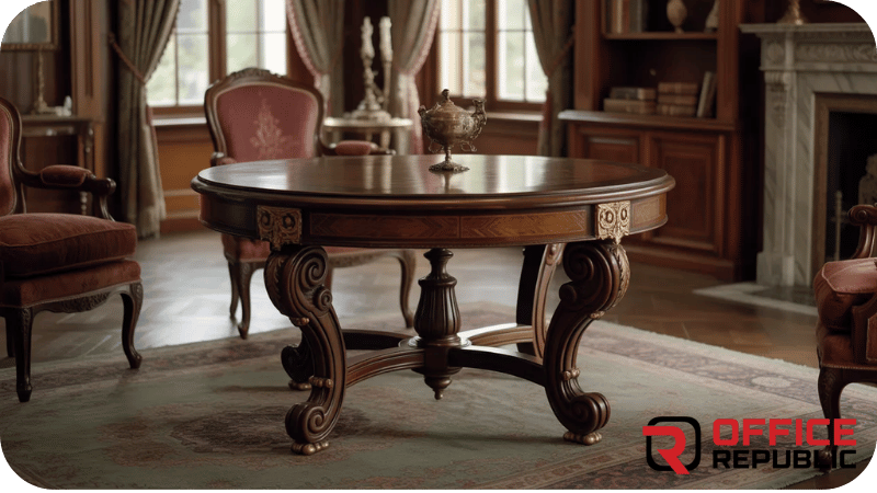 Round Victorian Table Setting