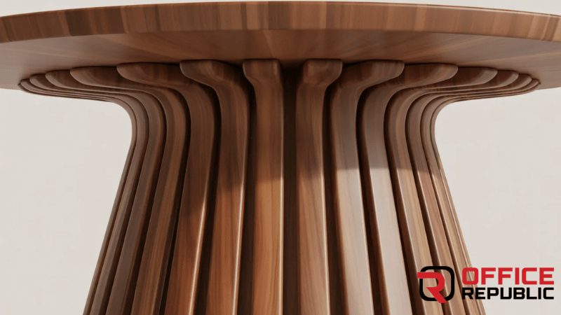 Stellar Ribbed Round Base Material_ Walnut veneer wood