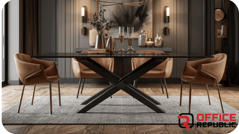 X Shape Metal Dining Base