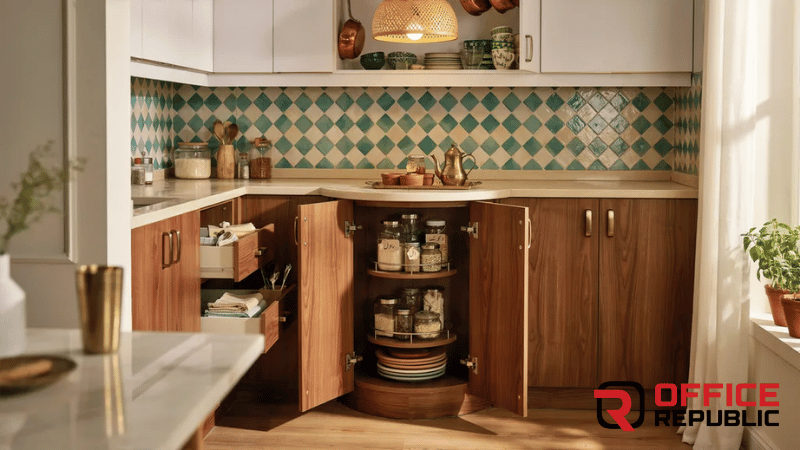 Corner Cabinet With Rotating Shelves