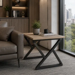 Clean top surface profile highlighting the compact Amelia Corner Table design