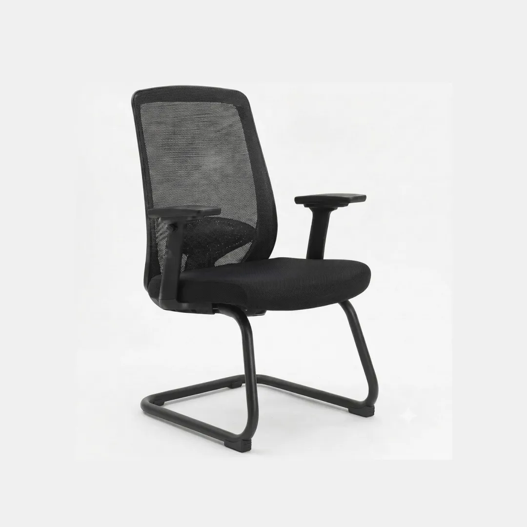 Buy Cora Visitor Chair for Waiting Room Comfort | officerepublic Solid steel cantilever base supporting dark Cora Visitor Chair seat